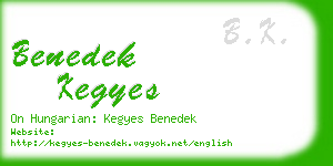 benedek kegyes business card